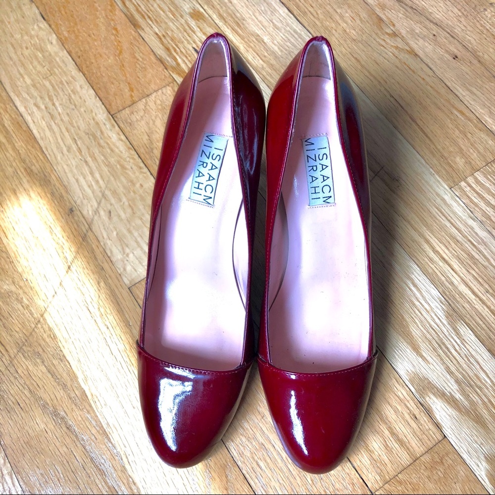 Issac Mizrahi Scarlet Patent Pumps